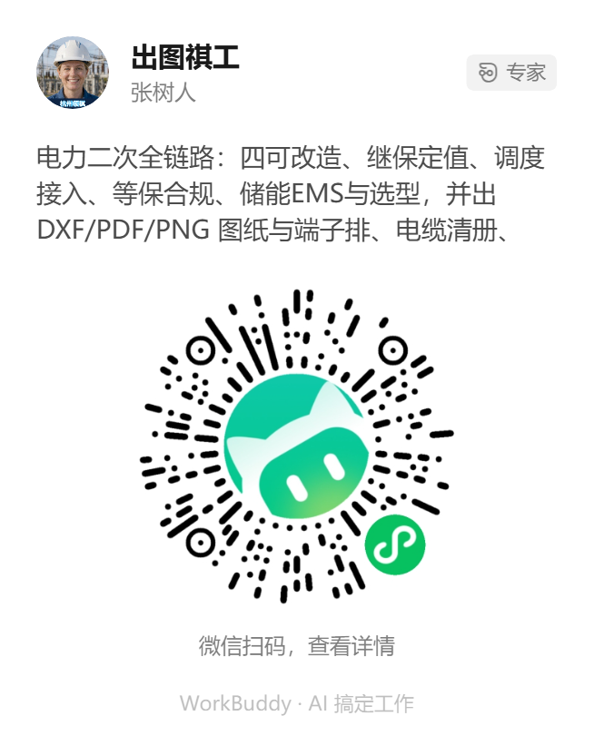 出图祺工 - 张树人：电力二次全链路与DXF/PDF/PNG 图纸